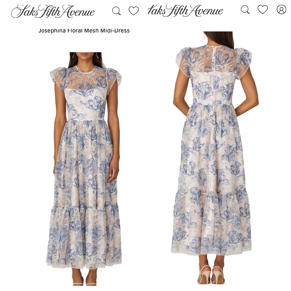 Shoshanna Josephina Floral Mesh Midi-Dress. Interior Bustier. New with Tags.